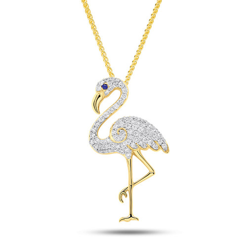 14K Gold Lab Diamond Flamingo Bold Necklace