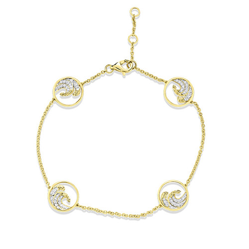 14K Gold Lab Diamond Mini Wave Bracelet