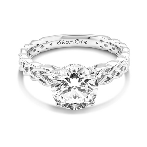 14kt White Gold Lab-Grown Diamond Love Knot Engagement Ring