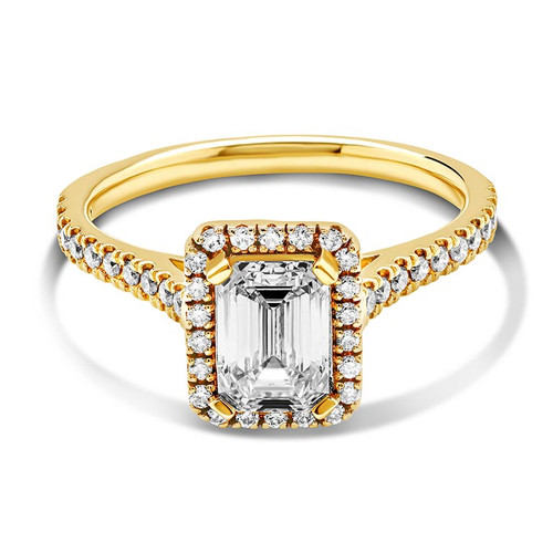 14kt Yellow Gold Lab Diamond Cushion Halo Engagement Ring