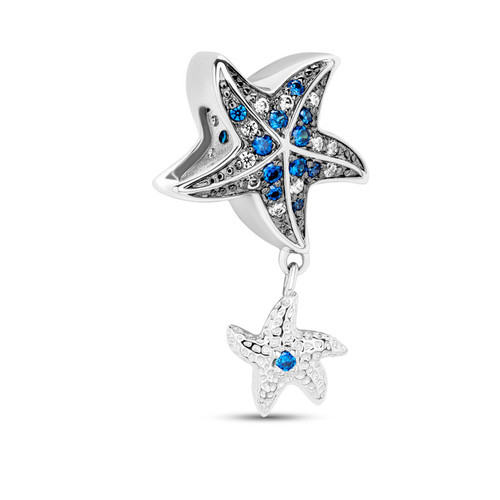 Sterling Silver Sapphire Starfish Dangle Charm