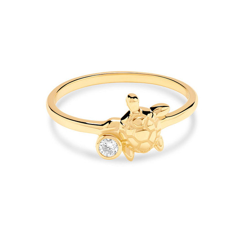 14kt Gold Lab Diamond Turtle Ring