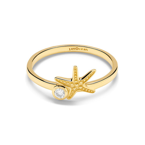 14kt Gold Lab-Diamond Star Fish Ring