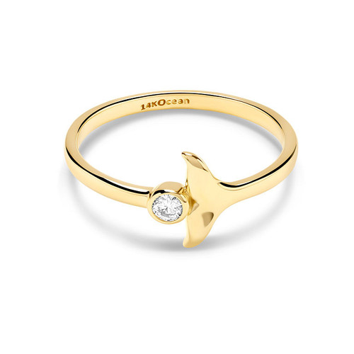 14kt Gold Lab Diamond Whale Tail Ring