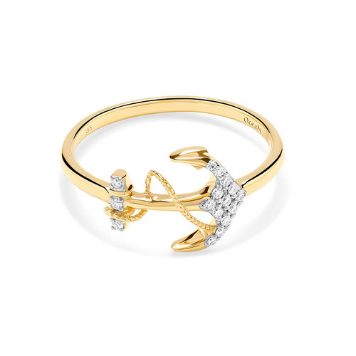 14kt Gold Lab Diamond Anchor Ring