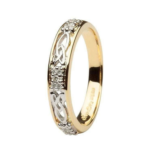Celtic Wedding Band Ladies Diamond Stone Set
