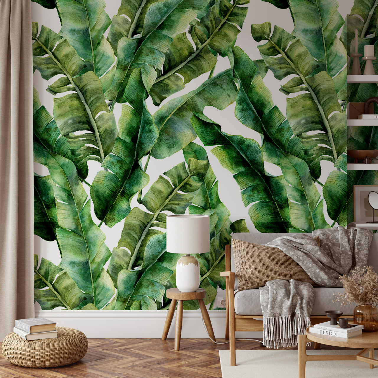 banana leaves wallpaper roll