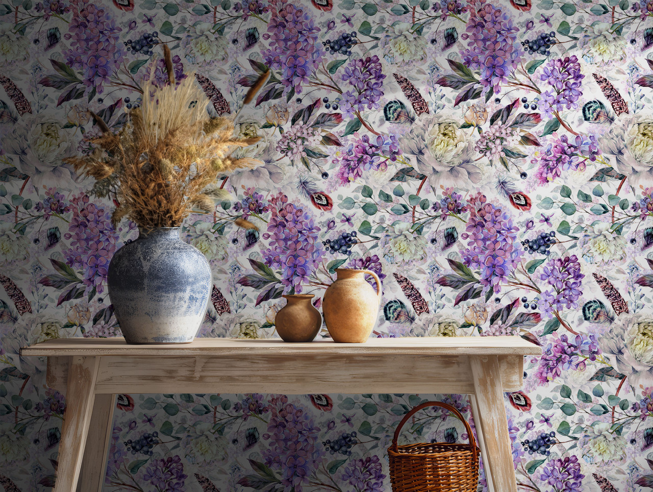 lilac floral wallpaper