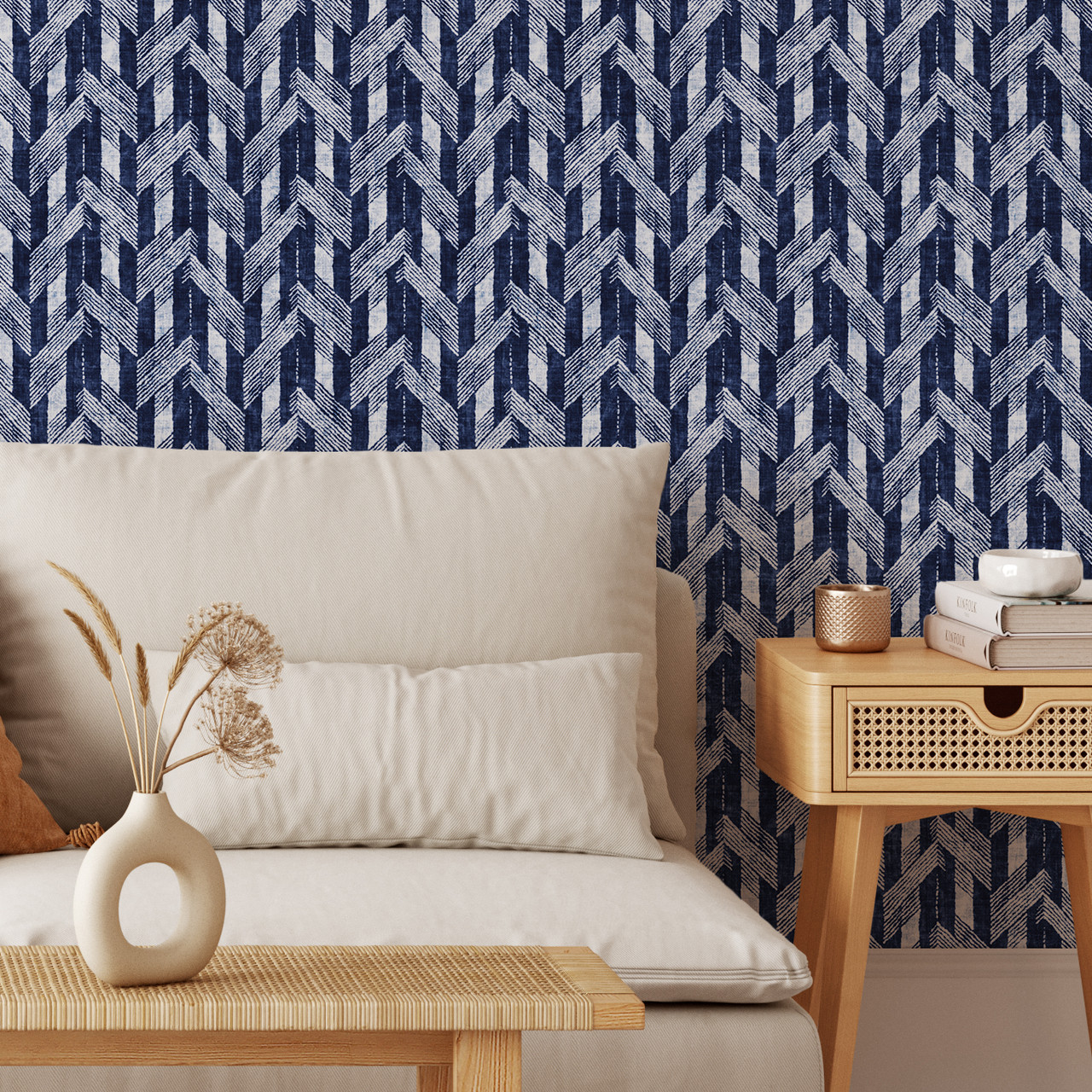 Navy Blue Chevron Wallpaper Peel and Stick Herringbone  Etsy  Accent  walls in living room Temporary wallpaper bedroom Wallpaper living room