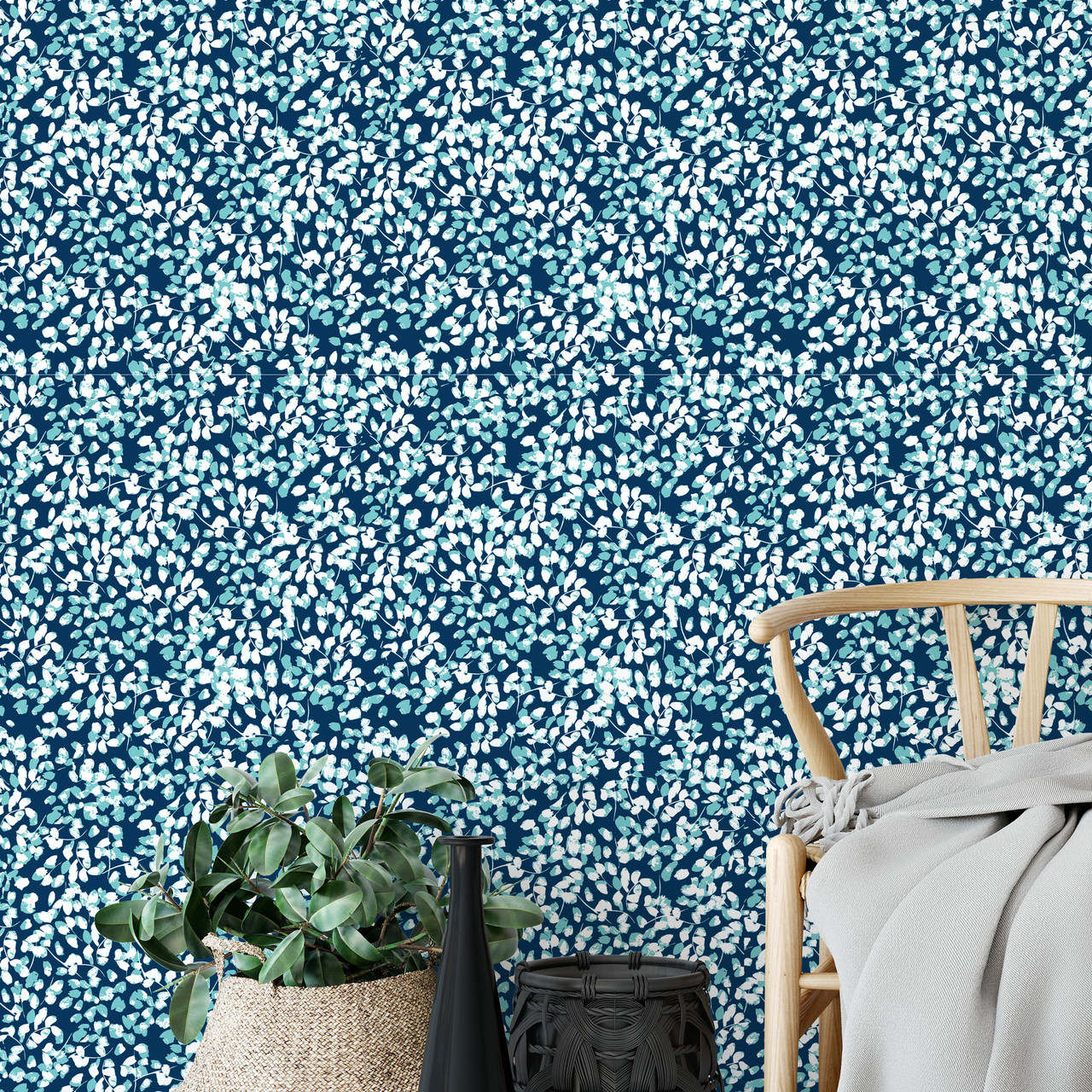 Blue Floral Pattern Peel and Stick Wallpaper  On Sale  Overstock   32617047