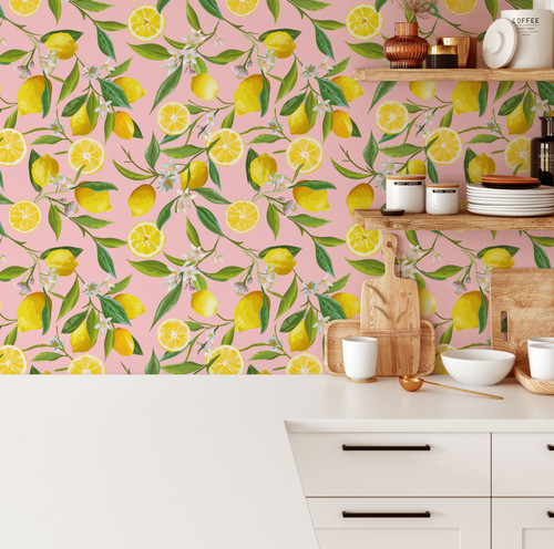 Pink Lemon Fabric Wallpaper and Home Decor  Spoonflower