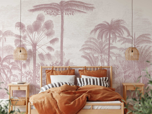 This is a stunning mural taking you to the Amazon rainforest, featuring Palm of the Ucayali, bringing a calm and relaxing feel to your room in a pink blush colour palette.

WALLPAPER MATERIAL TYPES

Pasteable: A beautifully textured, high quality 300 gsm (paste the wall, wet the back application) material. It's wipeable and fully fire rated.

Peel + stick: Perfect for rented accommodation. A no paste, no mess way to wallpapering which comes with a self adhesive backing so it can be easily applied to your wall.