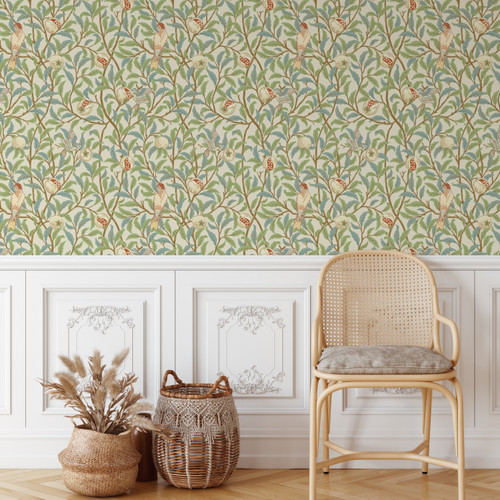 A beautiful William Morris inspired design, Vintage Birds in Trees is a perfect wallpaper design to bring a subtle and relaxing feel to your room with its organic flowing floral pattern.