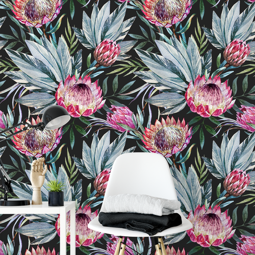 Protea patterned wallpaper