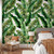 Banana palms mural wallpaper, pasteable banana leaf wallpaper, rental peel and stick banana palm tropical wallpaper, tropical mural wallpaper, tropical lounge mural wallpaper