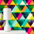 Overlapping triangles colourful mural wallpaper, geometric feature wallpaper, vibrant wallpaper
