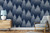 fir trees feature wallpaper, abstract tree feature wallpaper, blue tree feature wallpaper, patterned designer wallpaper