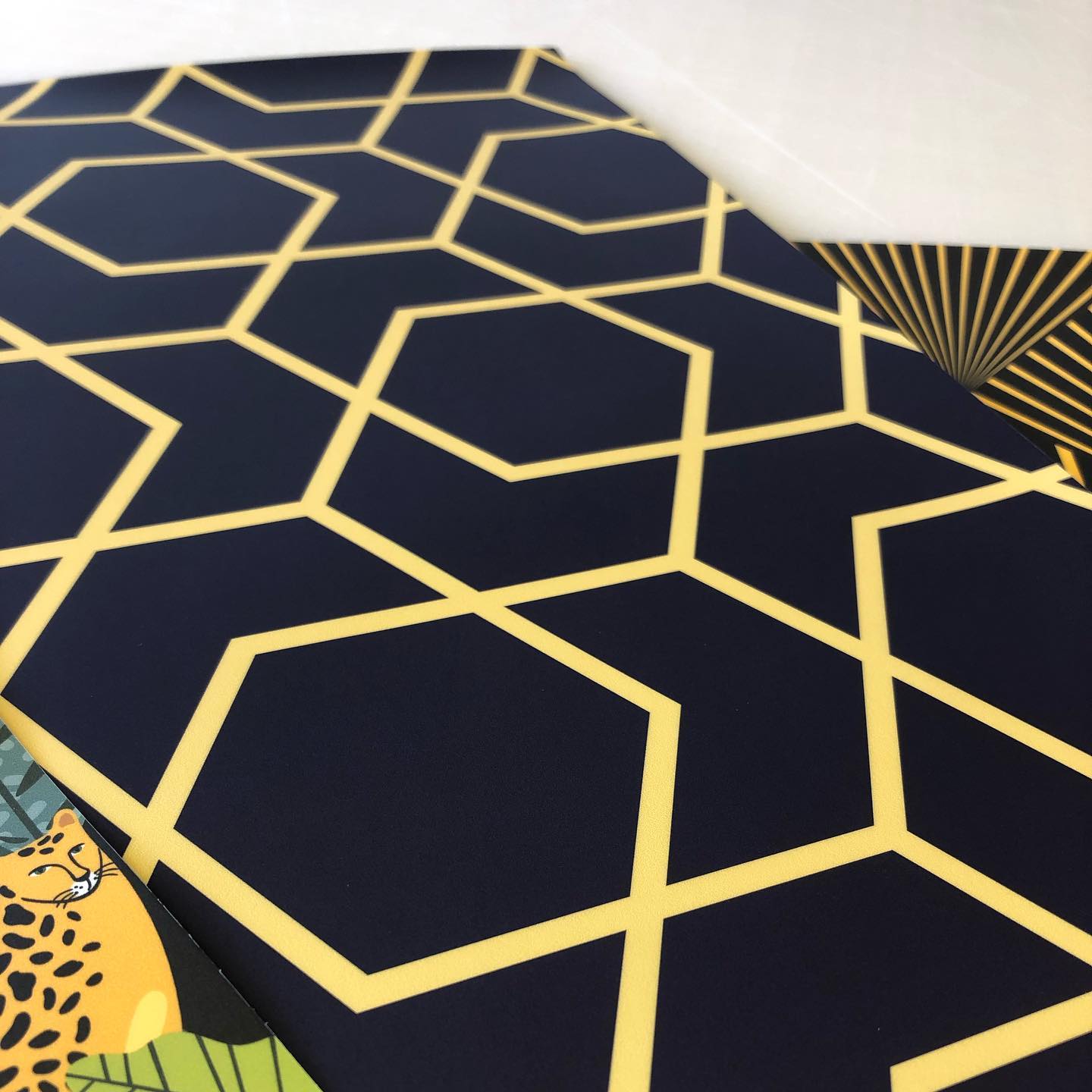 blue and gold hexagon vinyl