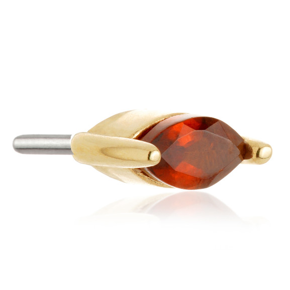 TL - 14ct Threadless Gold Marquise Garnet Pin Attachment