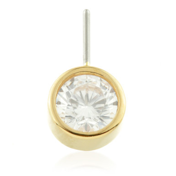 TL - 14ct Threadless Gold Front Facing Bezel Gem Disk Pin Attachment