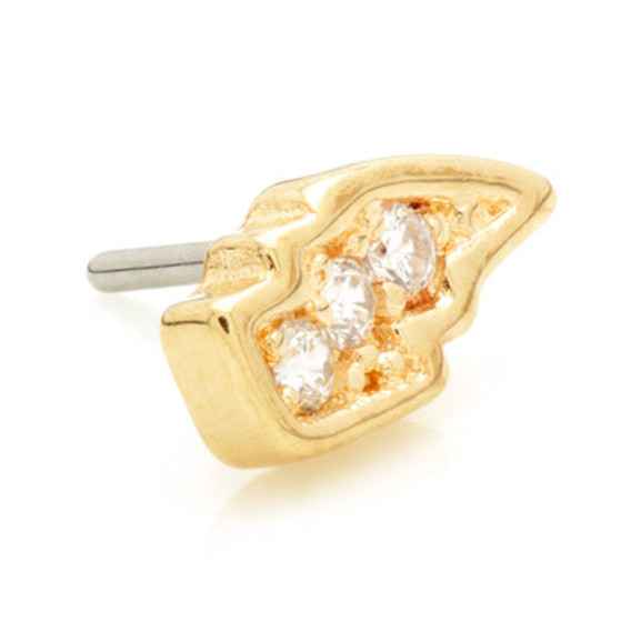 TL - 14ct Threadless Gold Pavé Lightning Bolt Pin Attachment