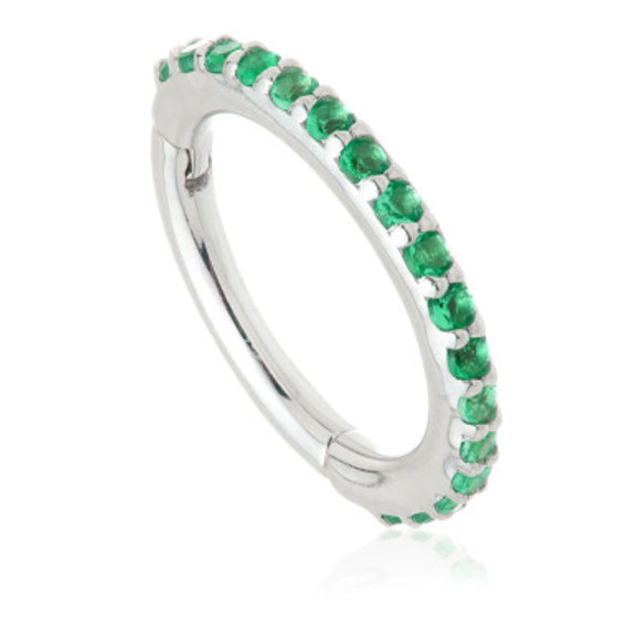TL - 14ct Gold Pavé Emerald Eternity Hinge Ring