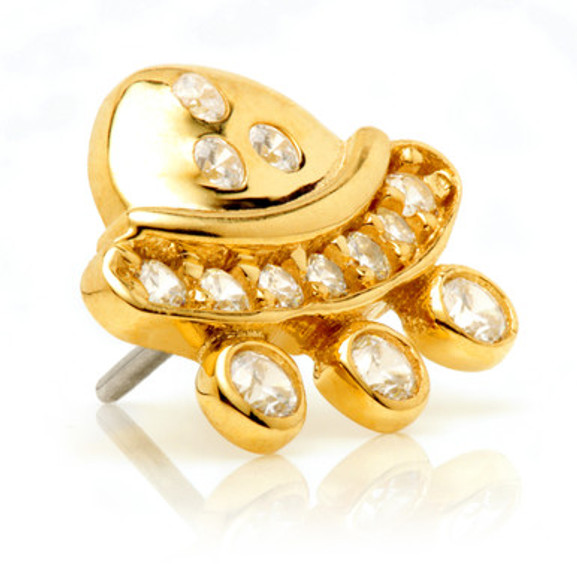 TL - 14ct Threadless Gold Pavé UFO Pin Attachment