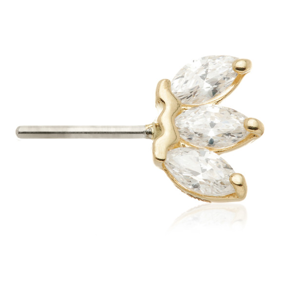 TL - 14ct Threadless Gold Front Facing Mini Marquise Pin Attachment