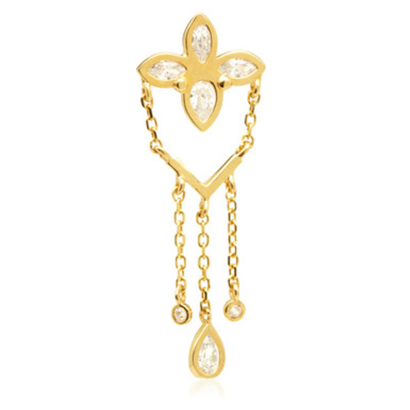 TL - 14ct Threadless Monogram Flower Chain Pin Attachment