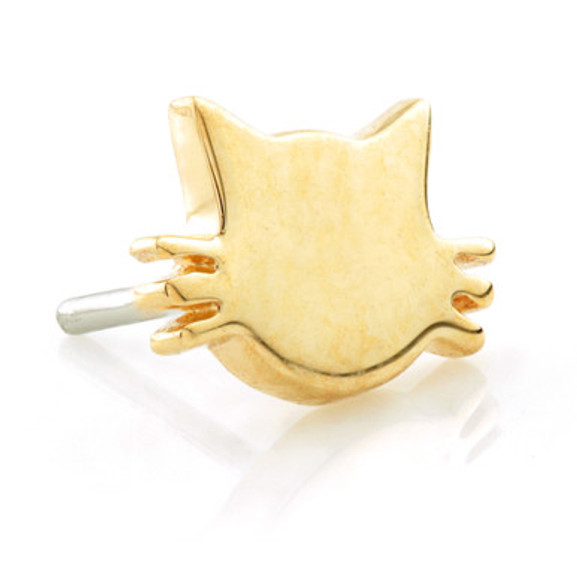TL - 14ct Threadless Gold Cat Pin Attachment