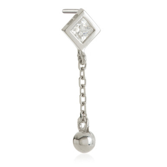 TL - 14ct Threadless Rhombus Gem & Ball Attachment