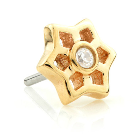 TL - 14ct Threadless Gold Gem Open Flower Attachment