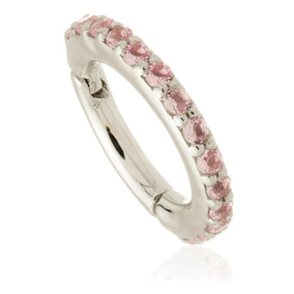 TL - 14ct Gold Pavé Pink Sapphire Eternity Hinge Ring