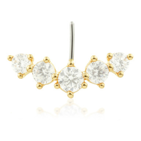 TL - 14ct Threadless Gold Front Facing Prong 5 Gem Pin Attachment