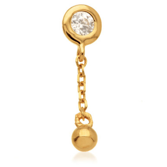 TL - 14ct Threadless Round Gem & Ball Attachment