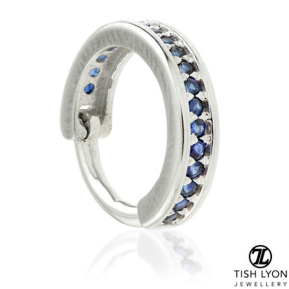 TL - 14ct White Gold Sapphire Channel Hinge Ring - 1.2x8mm