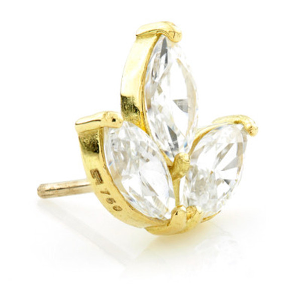 TL - 18ct Yellow Gold Marquise Fleur-de-Lis Gem Threadless Attachment