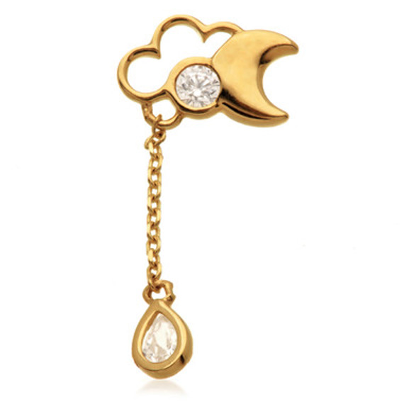 TL - 14ct Threadless Jewelled Cloud & Moon Attachment