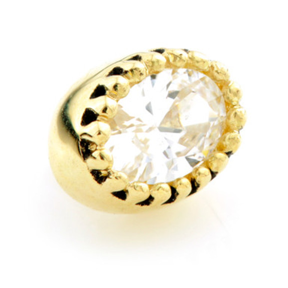 TL - 18ct Yellow Gold Milli Grain Oval Gem Internal Thread Attachment
