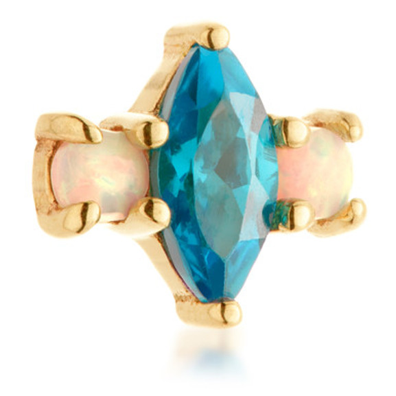 TL - 14ct Internal Blue Topaz  Marquise and Opal Gem Attachment