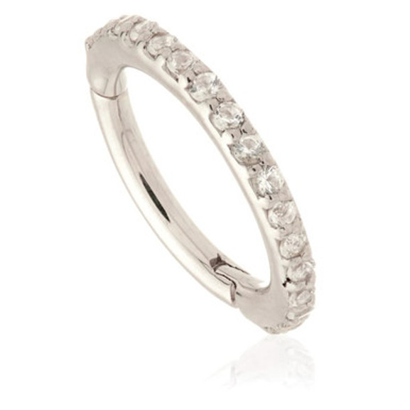 TL - 14ct Gold Pavé White Topaz Eternity Hinge Ring