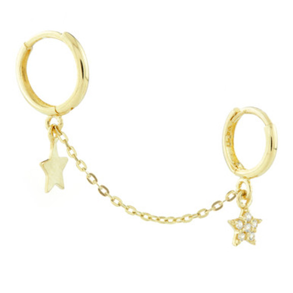 TL - 9ct Pavé Gem Star Plain Star Double Ring
