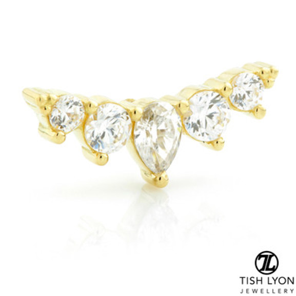 TL - 18ct Yellow Gold Crescent Gem Internal Thread Attachment