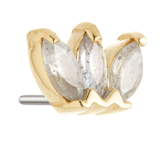 TL - 14ct Gold Threadless Triple Marquise Labradorite Pin Attachment