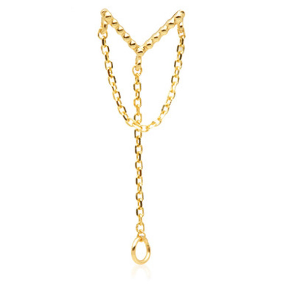 TL - 14ct Threadless Milligrained V Shaped Double Chain Pin Attachment