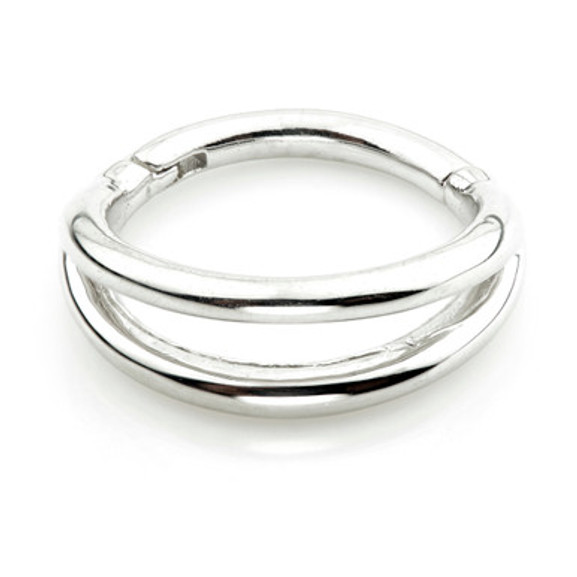 TL - Silver Double Band Hinge Conch Ring