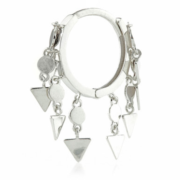 TL - Silver Hanging Triangle Chains Hinge Ring