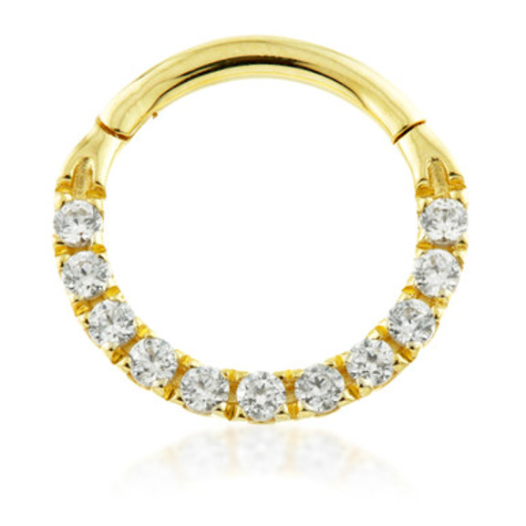 TL - 18ct Gold Pavé Jewelled Eternity Swarovski Daith / Septum Ring