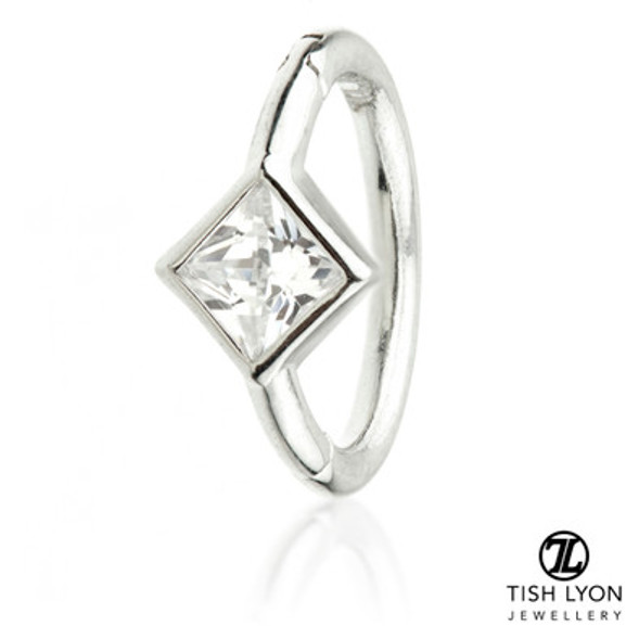 TL - Gold Square Gem Hinge Ring