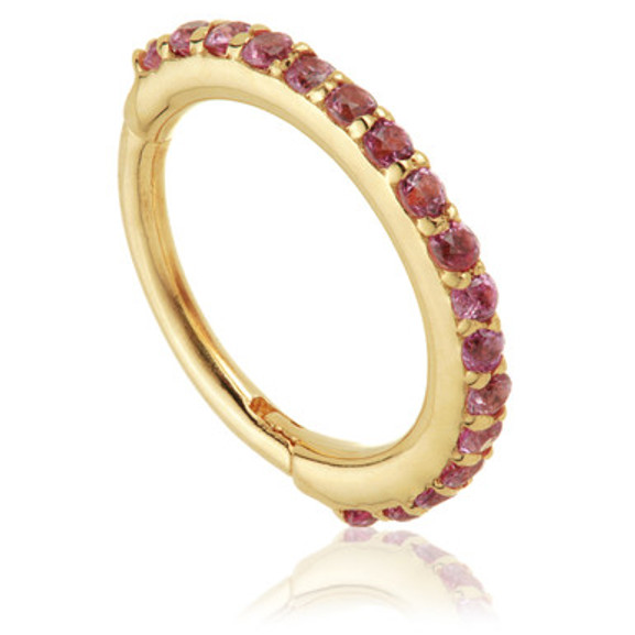 TL - Gold Rhodolite Pave Eternity Hinge Ring